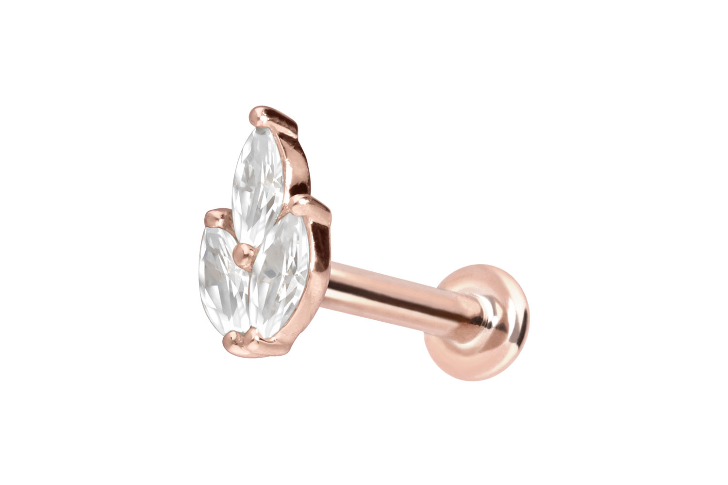 14 Karat Gold Labret Piercing mit Push Fit MOISSANIT-LOTUSBLÜTE